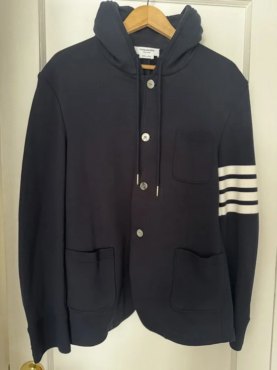 Thom Browne striped cotton-terry hooded blazer + matching sweatpants - Picture 3 of 7